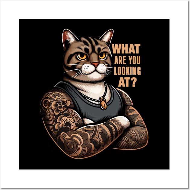 What Are You Looking At meme Tabby Cat Wall Art by Plushism